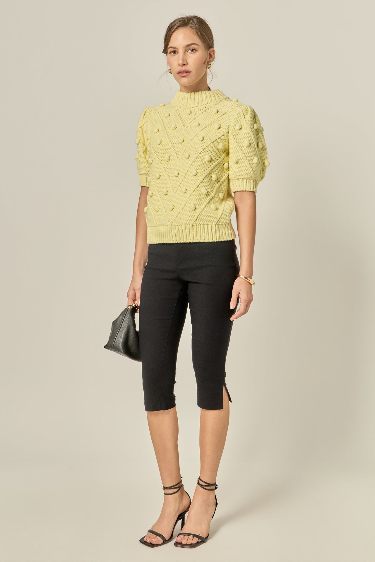 ENGLISH FACTORY - Pom Pom Puff Sleeve Sweater - SWEATERS & KNITS available at Objectrare