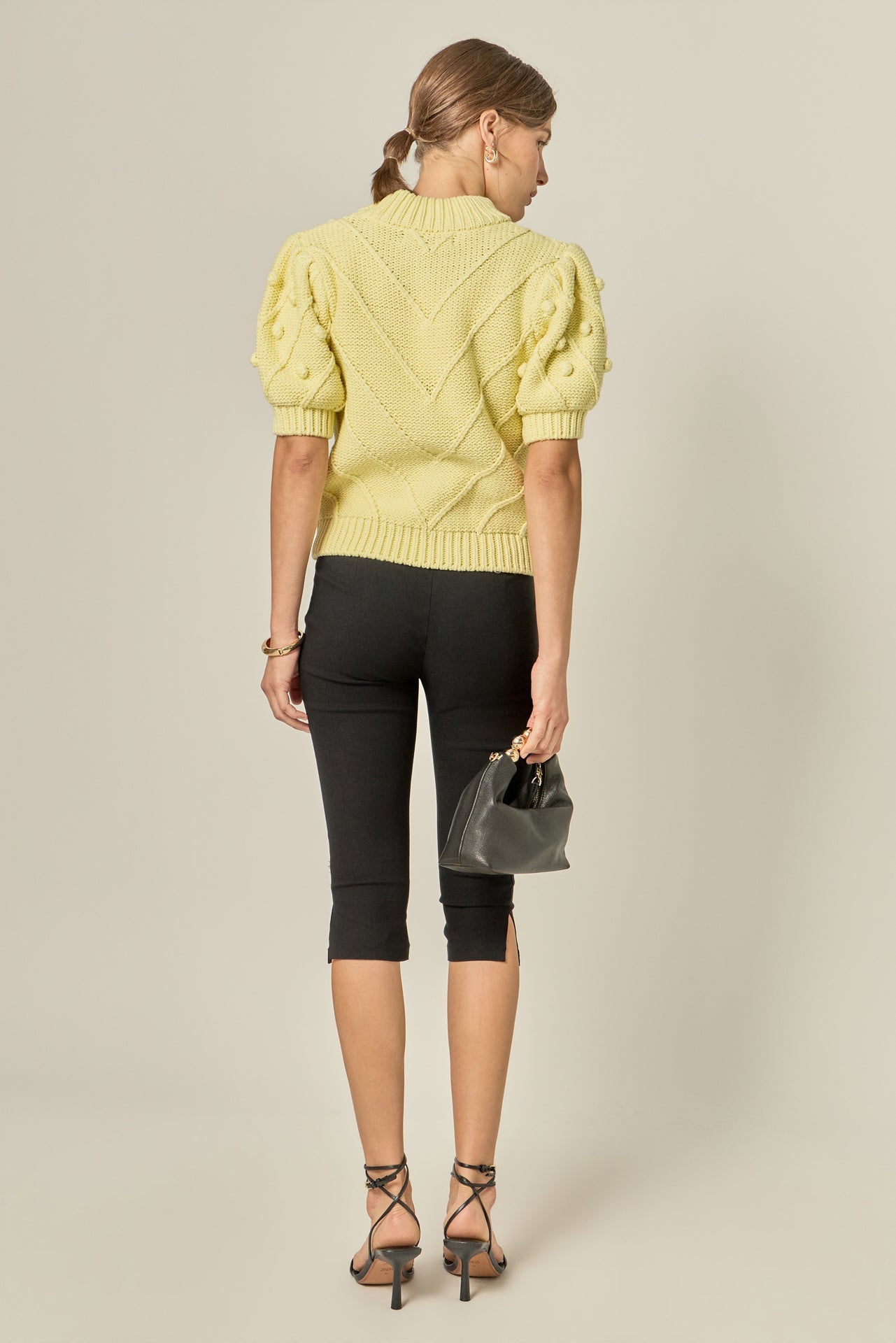 epine  エピヌ pom pom puff sleeve tops Pom Pom Puff Sleeve Sweater