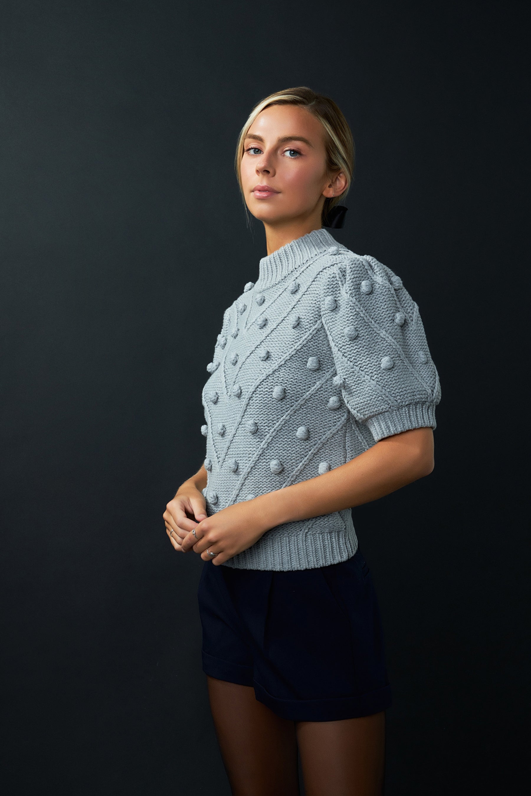 ENGLISH FACTORY - Pom Pom Puff Sleeve Sweater - SWEATERS & KNITS available at Objectrare