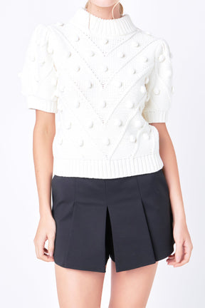 Pom Pom Puff Sleeve Sweater