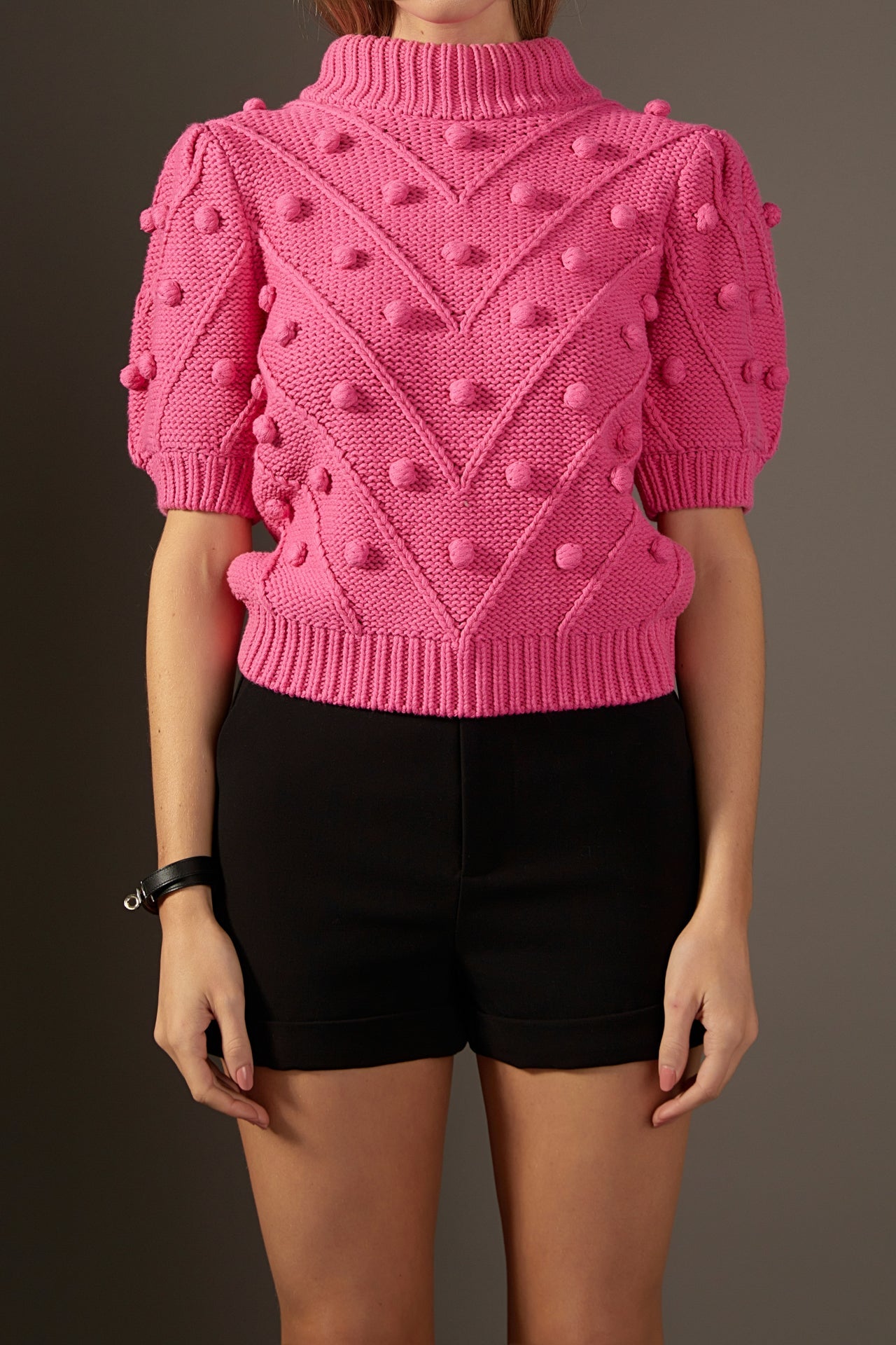 ENGLISH FACTORY - Pom Pom Puff Sleeve Sweater - SWEATERS & KNITS available at Objectrare