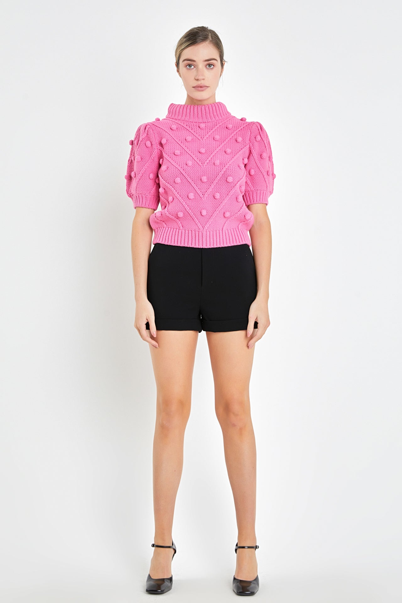 ENGLISH FACTORY - Pom Pom Puff Sleeve Sweater - SWEATERS & KNITS available at Objectrare