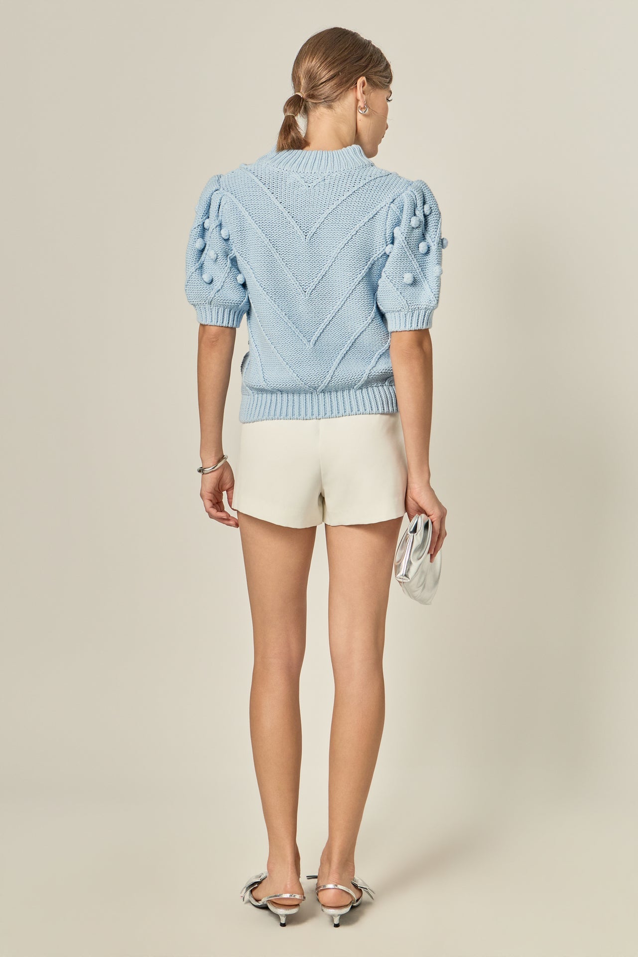 epine  エピヌ pom pom puff sleeve tops Pom Pom Puff Sleeve Sweater