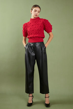 ENGLISH FACTORY - Pom Pom Puff Sleeve Sweater - SWEATERS & KNITS available at Objectrare
