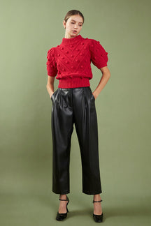Pom Pom Puff Sleeve Sweater