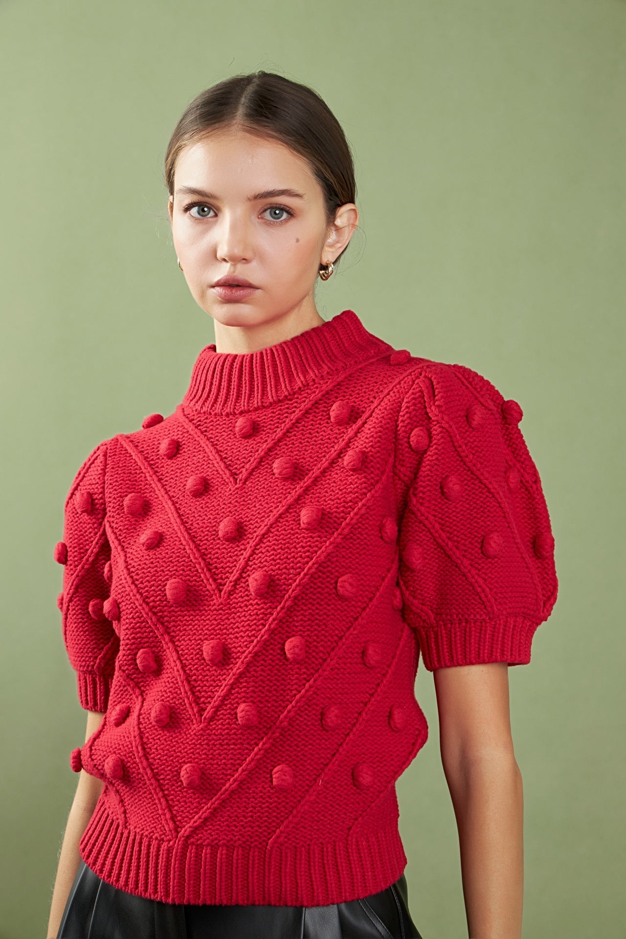 ENGLISH FACTORY - Pom Pom Puff Sleeve Sweater - SWEATERS & KNITS available at Objectrare