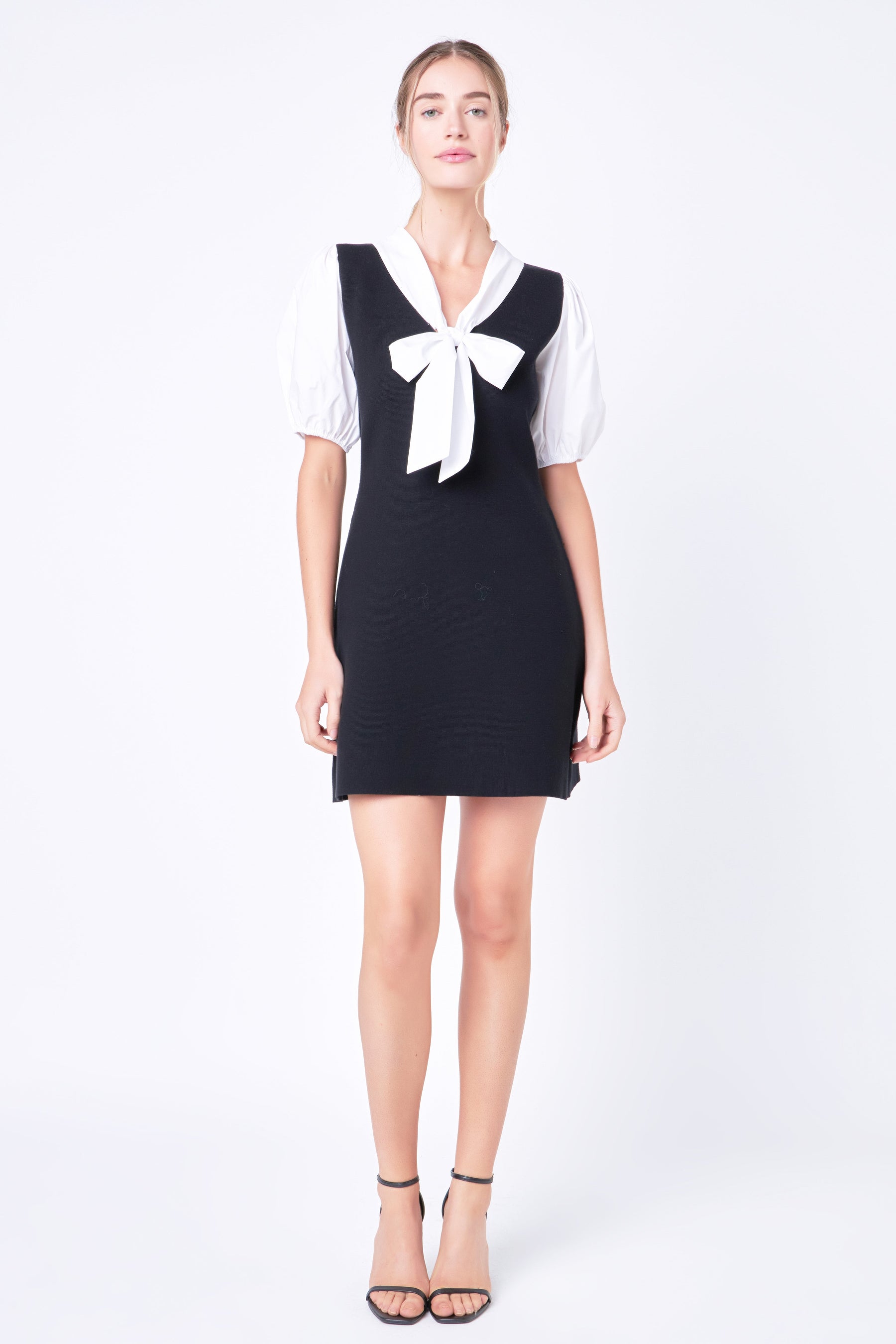 ENGLISH FACTORY - English Factory - Bow Tie Mixed Media Dress - DRESSES available at Objectrare