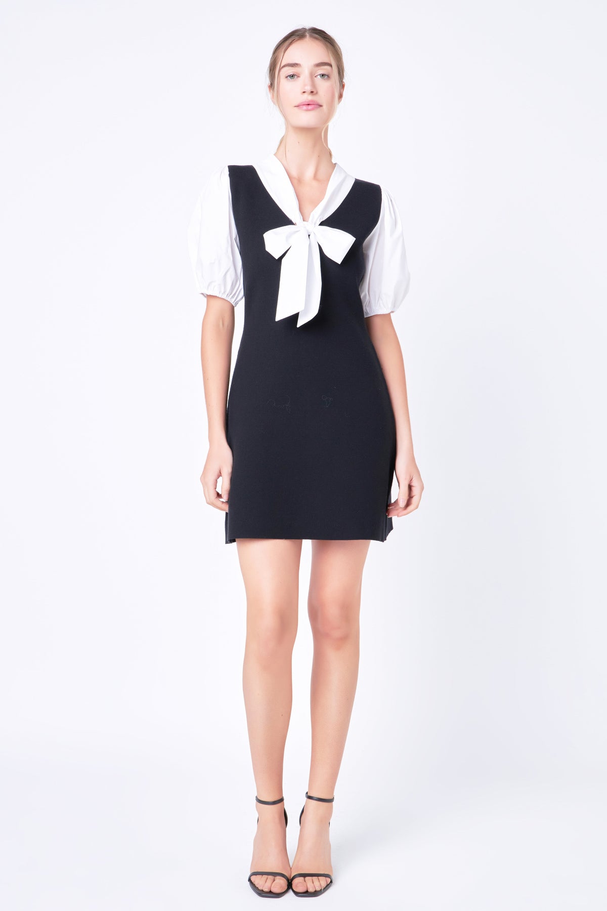 ENGLISH FACTORY - Bow Tie Mixed Media Dress - DRESSES available at Objectrare