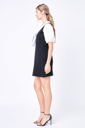 ENGLISH FACTORY - Bow Tie Mixed Media Dress - DRESSES available at Objectrare