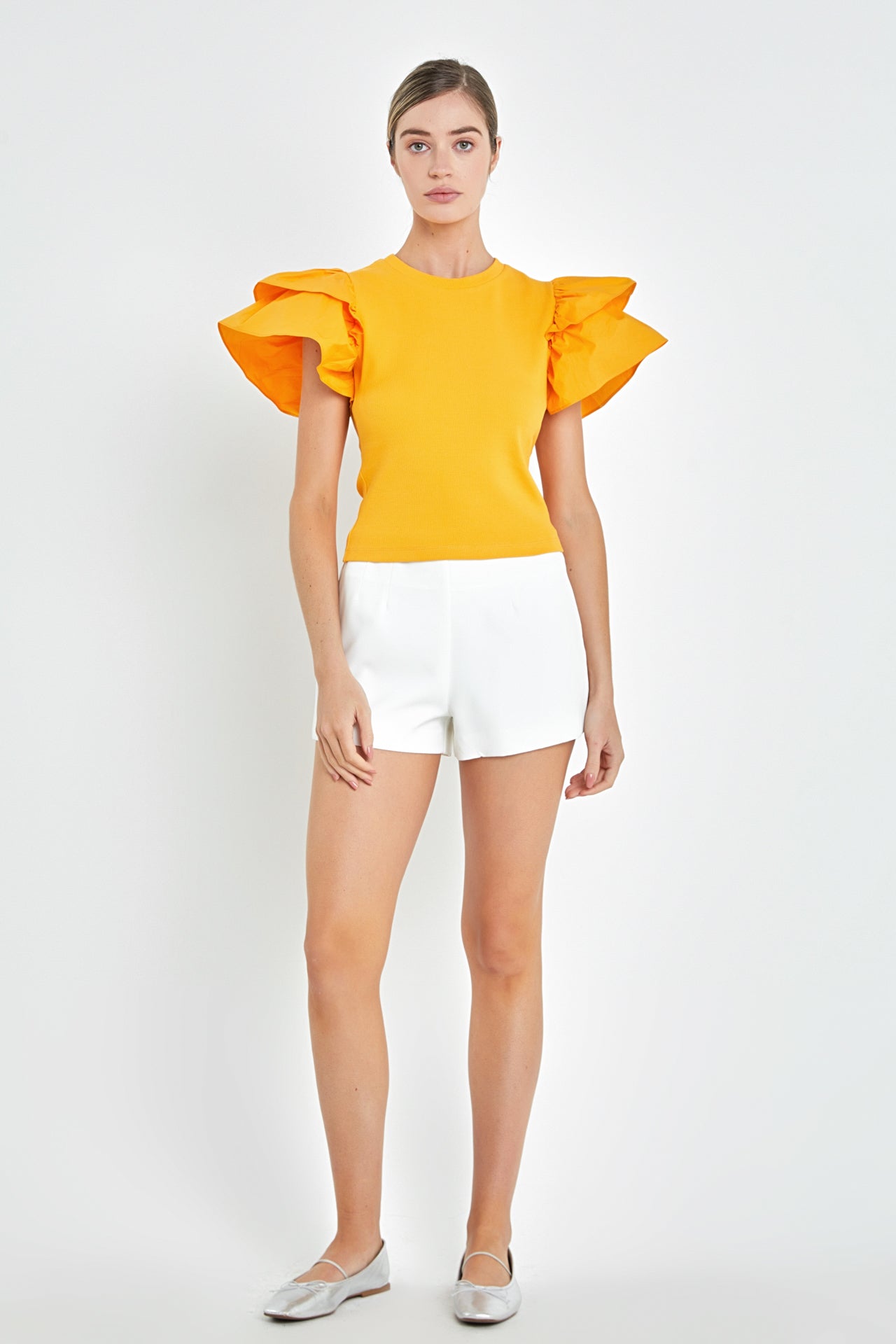 ENGLISH FACTORY - English Factory - Mixed Media Ruffled Top - TOPS available at Objectrare