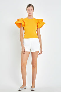 ENGLISH FACTORY - English Factory - Mixed Media Ruffled Top - TOPS available at Objectrare