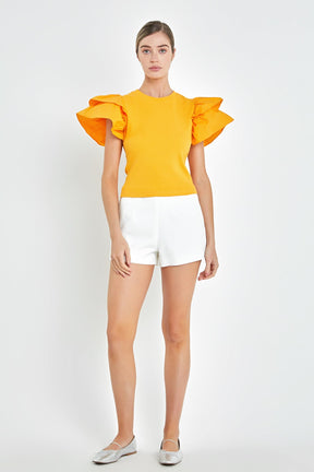 ENGLISH FACTORY - English Factory - Mixed Media Ruffled Top - TOPS available at Objectrare