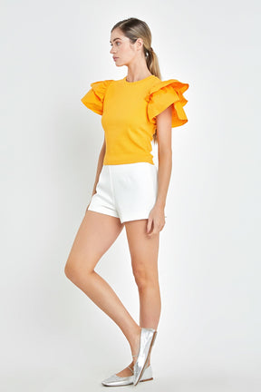 ENGLISH FACTORY - English Factory - Mixed Media Ruffled Top - TOPS available at Objectrare