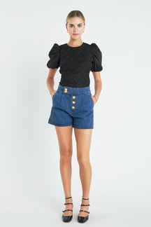 ENGLISH FACTORY - Asymmetrical Smocked Top - TOPS available at Objectrare