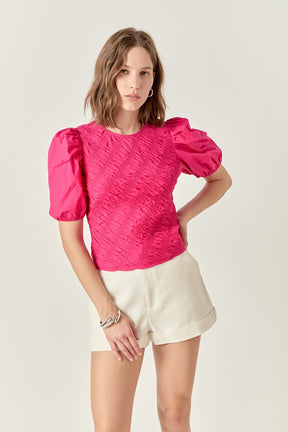 ENGLISH FACTORY - Asymmetrical Smocked Top - TOPS available at Objectrare