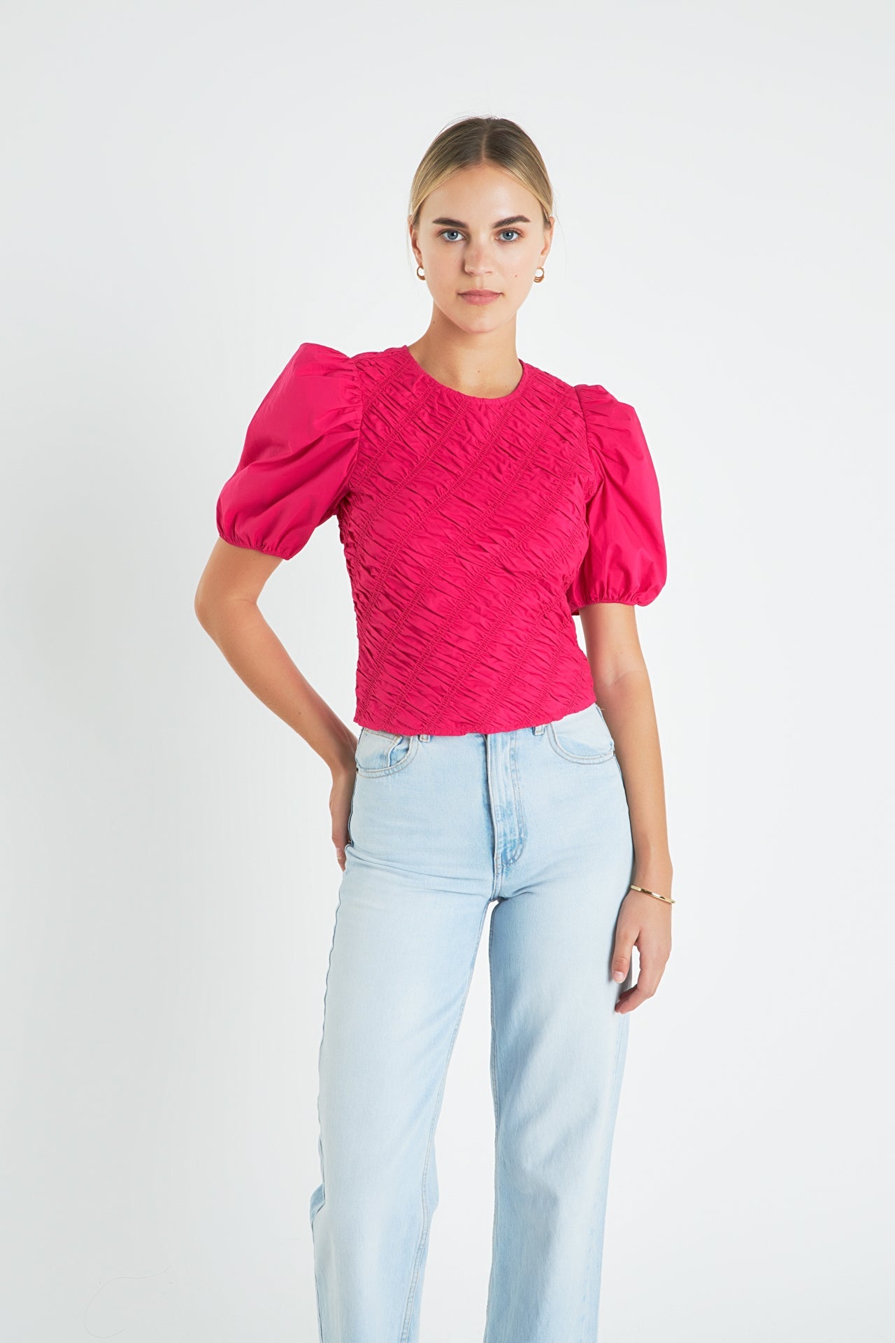 ENGLISH FACTORY - Asymmetrical Smocked Top - TOPS available at Objectrare