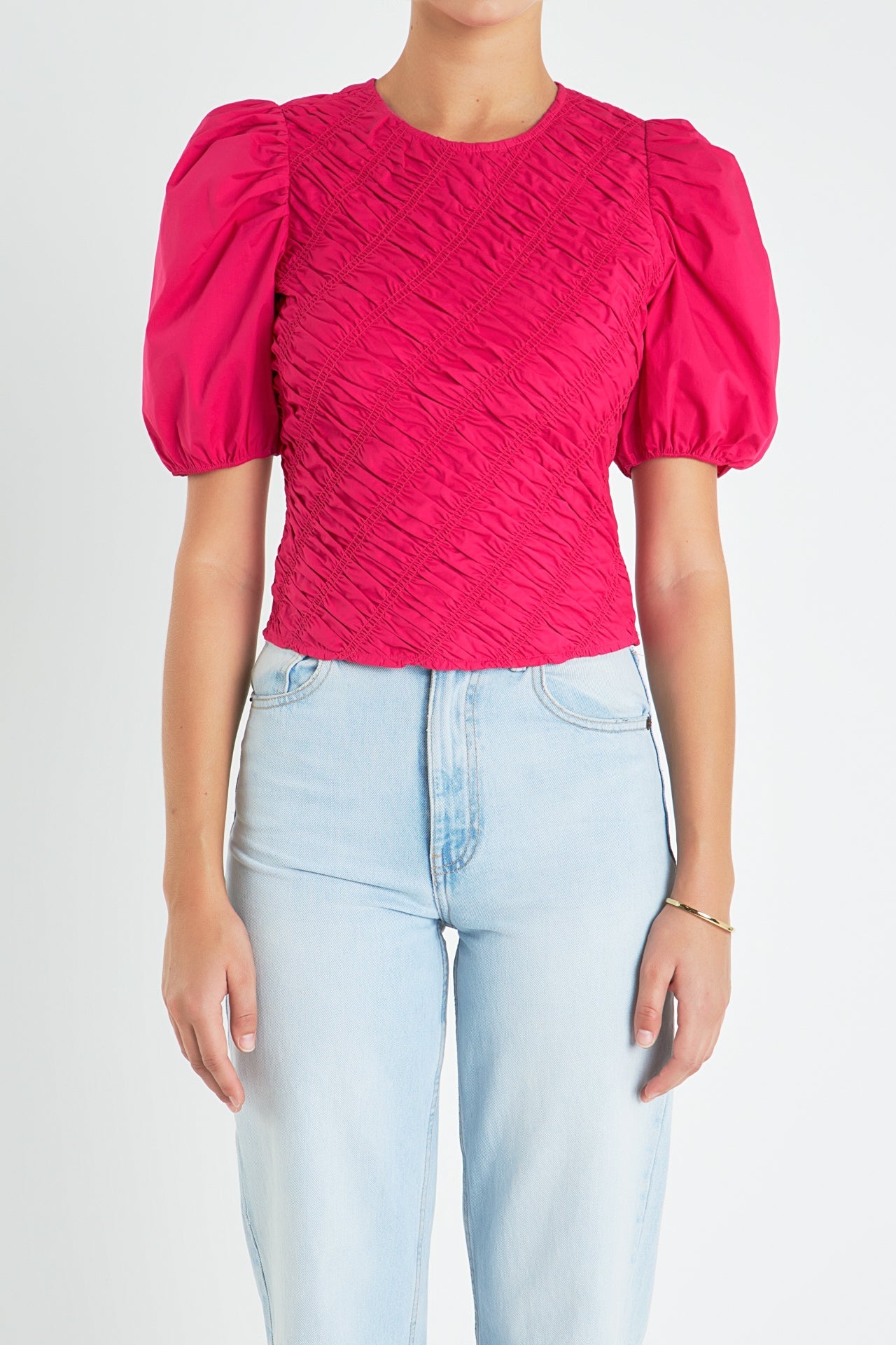 ENGLISH FACTORY - Asymmetrical Smocked Top - TOPS available at Objectrare