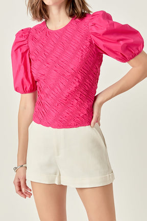 ENGLISH FACTORY - Asymmetrical Smocked Top - TOPS available at Objectrare