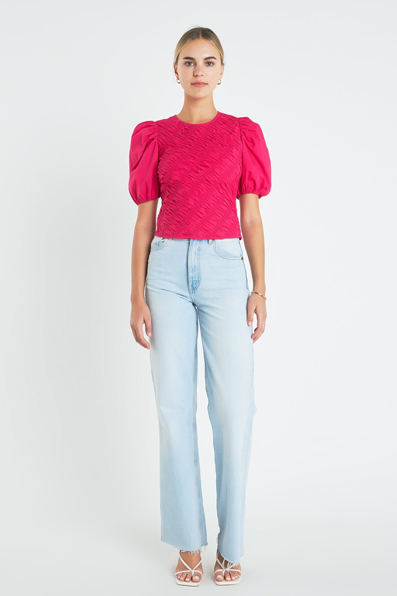 ENGLISH FACTORY - Asymmetrical Smocked Top - TOPS available at Objectrare