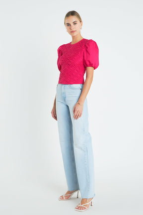 ENGLISH FACTORY - Asymmetrical Smocked Top - TOPS available at Objectrare