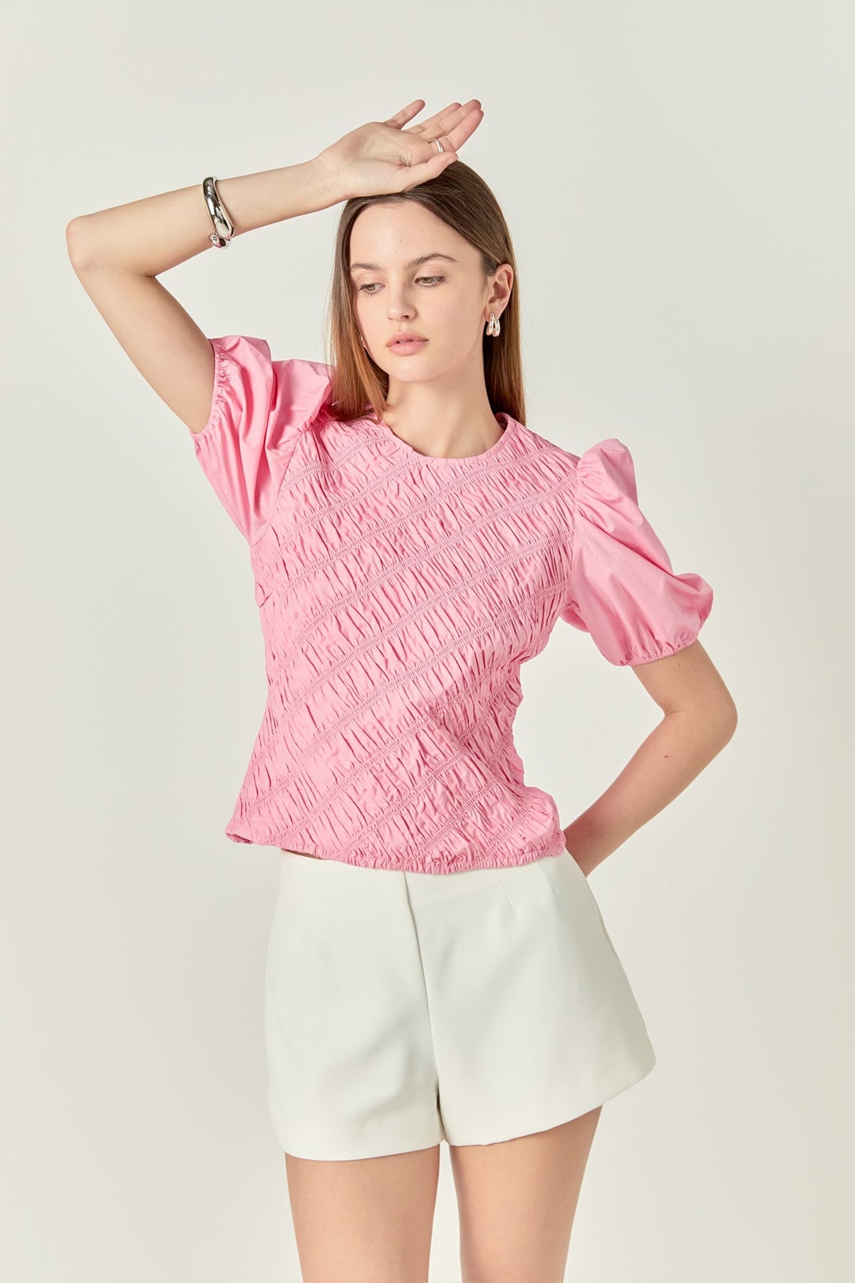 ENGLISH FACTORY - Asymmetrical Smocked Top - TOPS available at Objectrare
