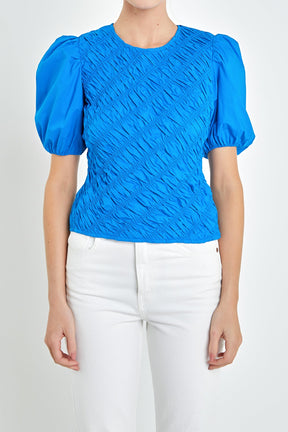 ENGLISH FACTORY - Asymmetrical Smocked Top - TOPS available at Objectrare