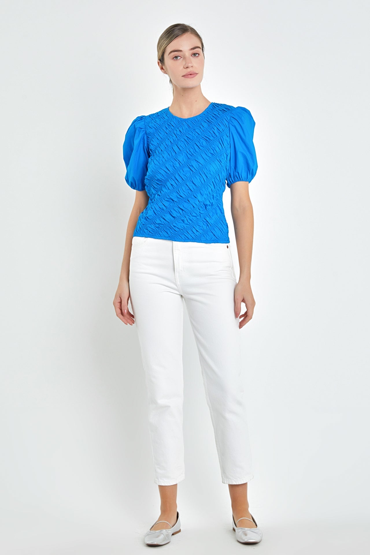 ENGLISH FACTORY - Asymmetrical Smocked Top - TOPS available at Objectrare