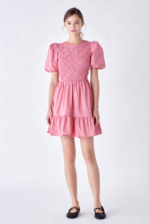 ENGLISH FACTORY - Asymmetrical Smocked Mini Dress - DRESSES available at Objectrare