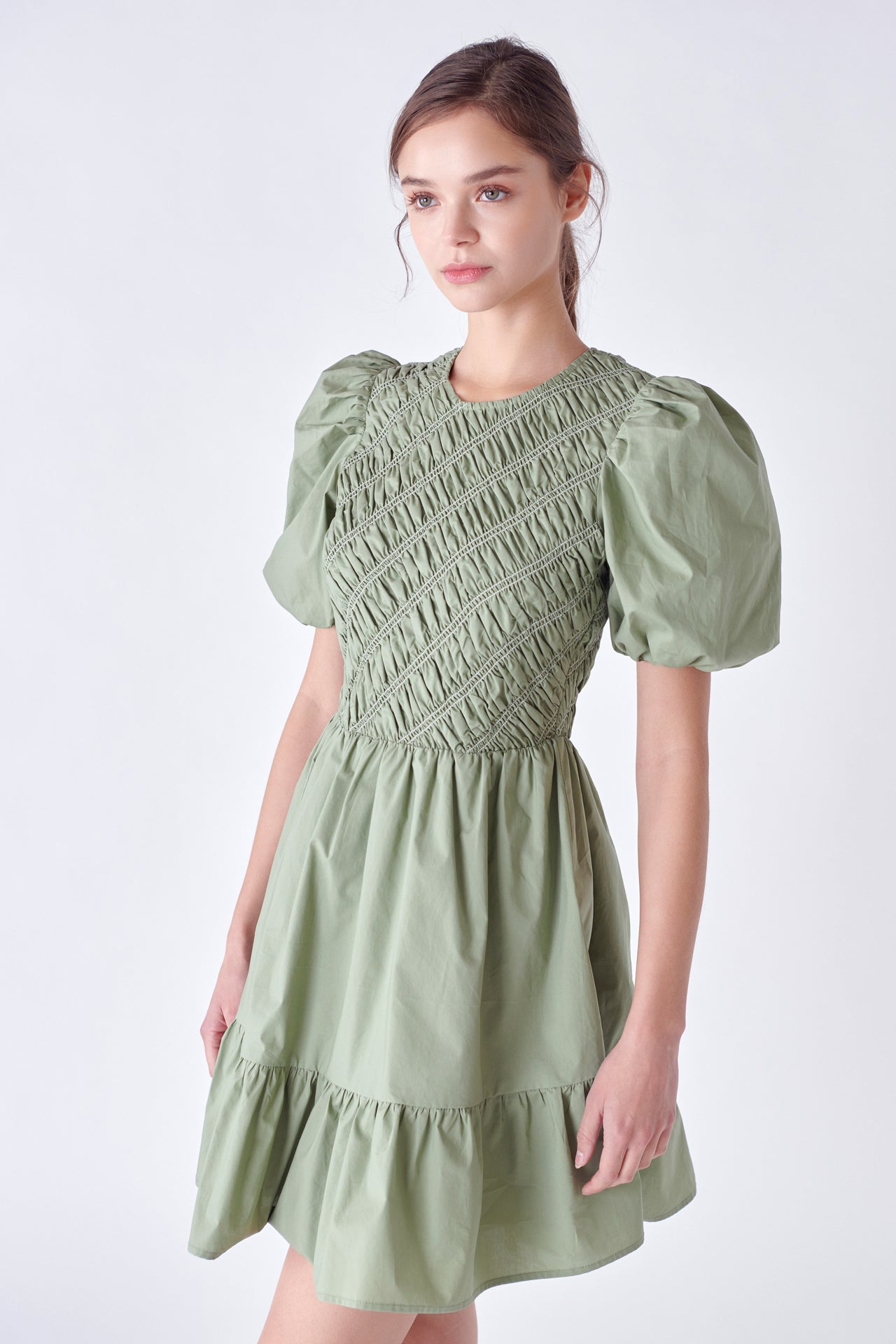 ENGLISH FACTORY - Asymmetrical Smocked Mini Dress - DRESSES available at Objectrare