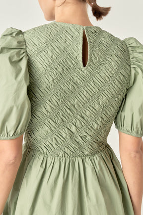 ENGLISH FACTORY - Asymmetrical Smocked Mini Dress - DRESSES available at Objectrare