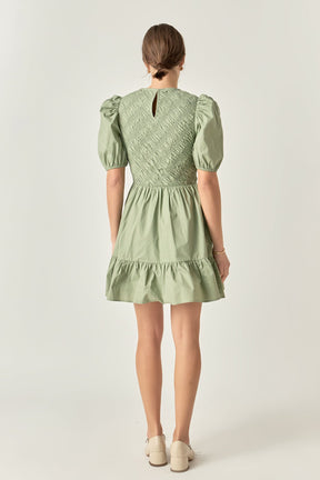 ENGLISH FACTORY - Asymmetrical Smocked Mini Dress - DRESSES available at Objectrare