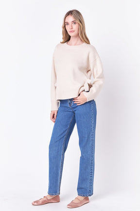 ENGLISH FACTORY - Side Tie Crewneck Sweater - SWEATERS & KNITS available at Objectrare