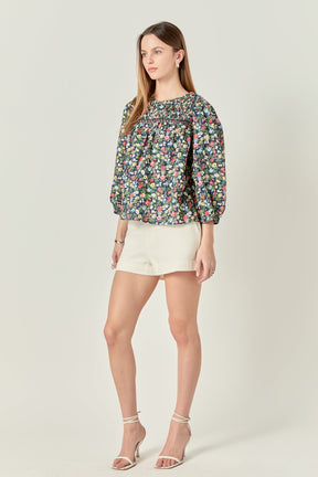 ENGLISH FACTORY - Floral Print Pintuck Detail Top - TOPS available at Objectrare