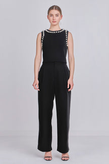 ENDLESS ROSE - Pearl Detail Knit Tank Top - TOPS available at Objectrare