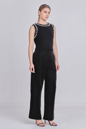 ENDLESS ROSE - Pearl Detail Knit Tank Top - TOPS available at Objectrare