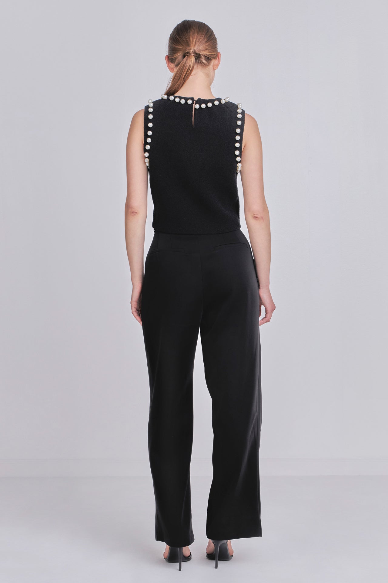 ENDLESS ROSE - Pearl Detail Knit Tank Top - TOPS available at Objectrare