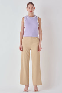 ENDLESS ROSE - Pearl Detail Knit Tank Top - TOPS available at Objectrare
