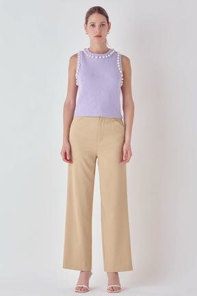 ENDLESS ROSE - Pearl Detail Knit Tank Top - TOPS available at Objectrare