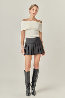 ENGLISH FACTORY - Pleats Detailed Mini Skort - SKORTS available at Objectrare