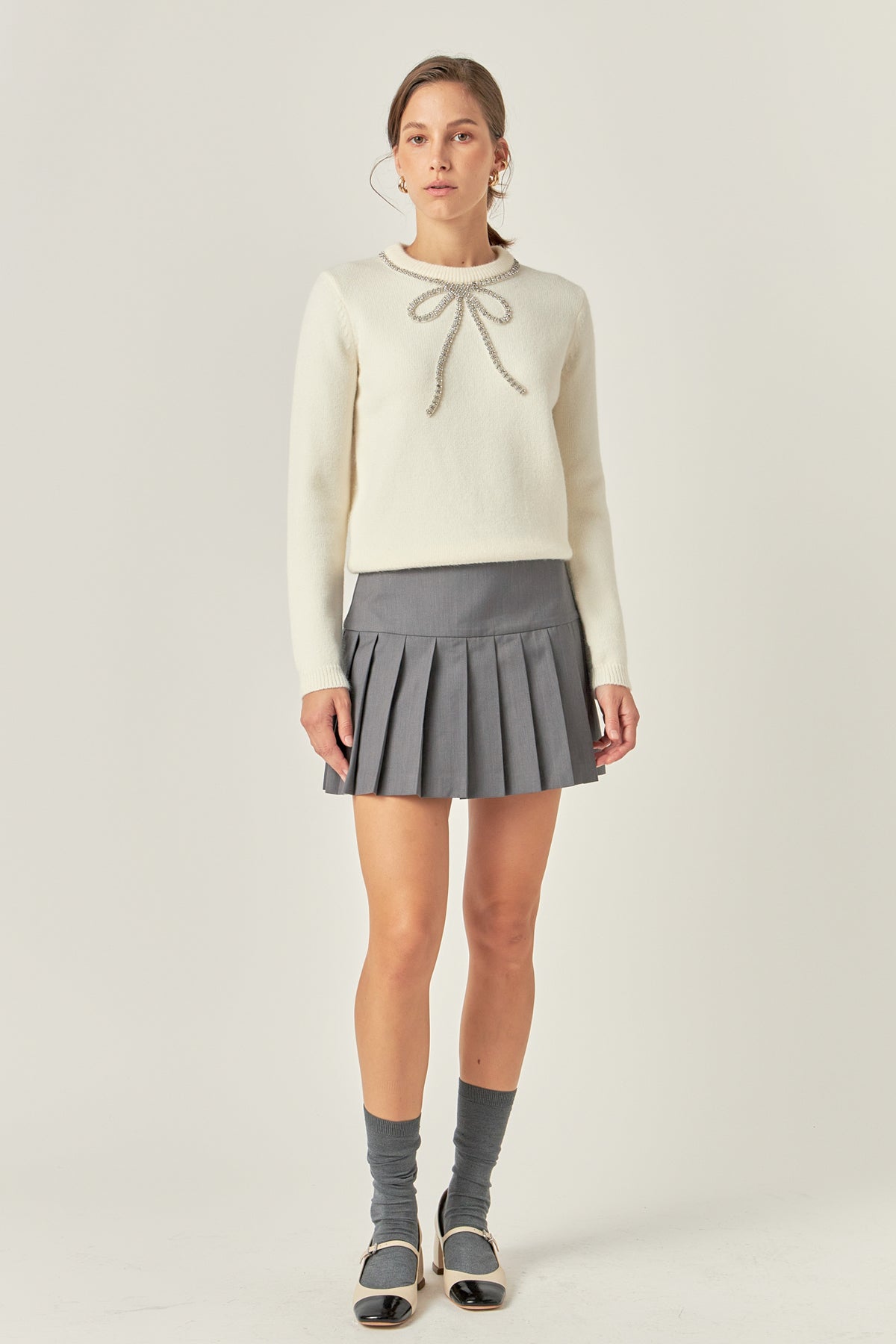 ENGLISH FACTORY - Pleats Detailed Mini Skort - SKORTS available at Objectrare