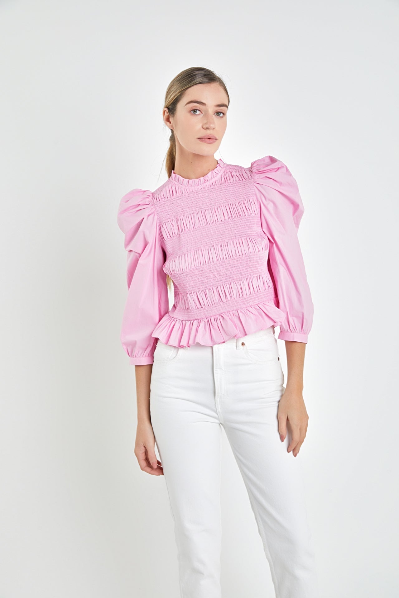 ENGLISH FACTORY - English Factory - Smocking Detail Poplin Blouse - SHIRTS & BLOUSES available at Objectrare