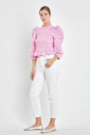 ENGLISH FACTORY - English Factory - Smocking Detail Poplin Blouse - SHIRTS & BLOUSES available at Objectrare