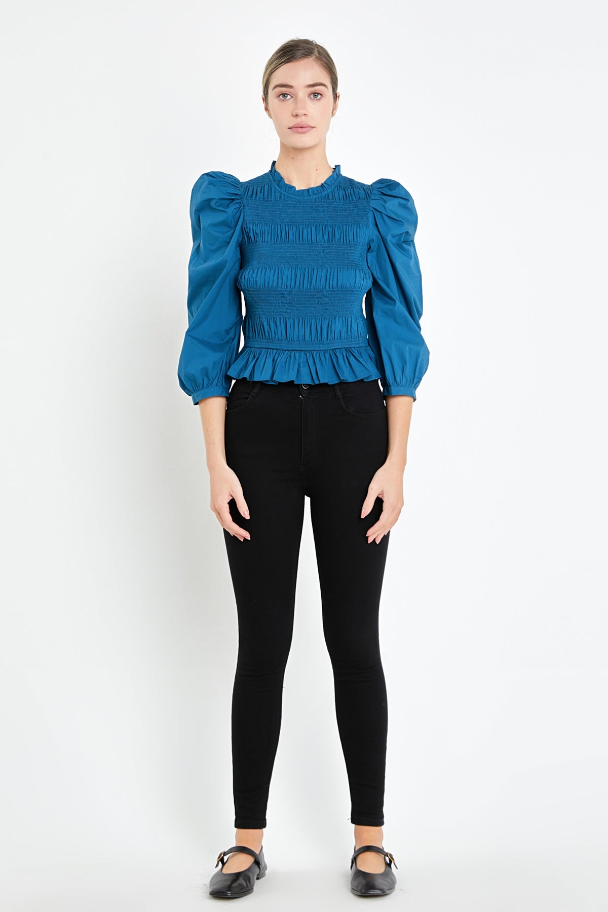 ENGLISH FACTORY - Smocking Detail Poplin Blouse - TOPS available at Objectrare