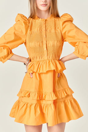 ENGLISH FACTORY - Smocking Detail Mini Dress - DRESSES available at Objectrare