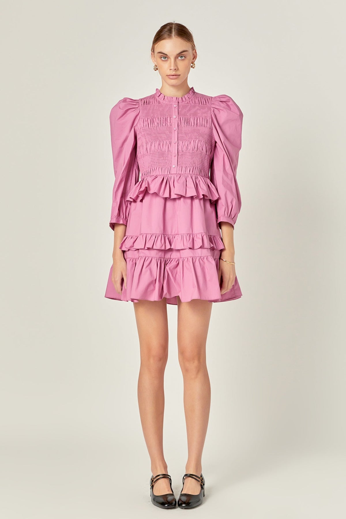 ENGLISH FACTORY - Smocking Detail Mini Dress - DRESSES available at Objectrare