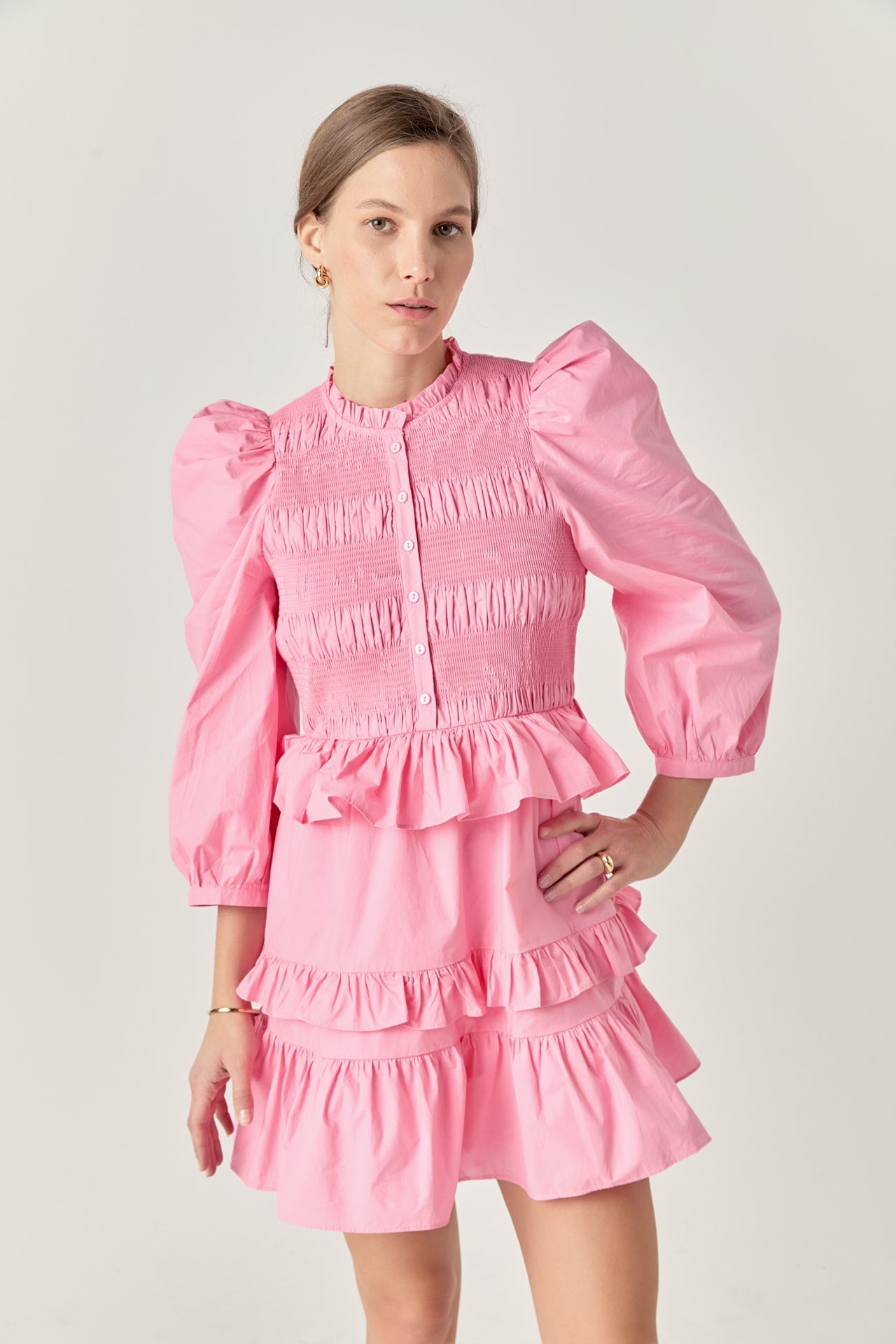 ENGLISH FACTORY - Smocking Detail Mini Dress - DRESSES available at Objectrare