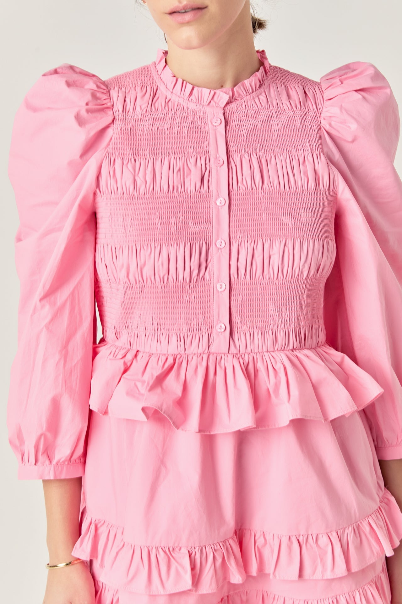 ENGLISH FACTORY - Smocking Detail Mini Dress - DRESSES available at Objectrare