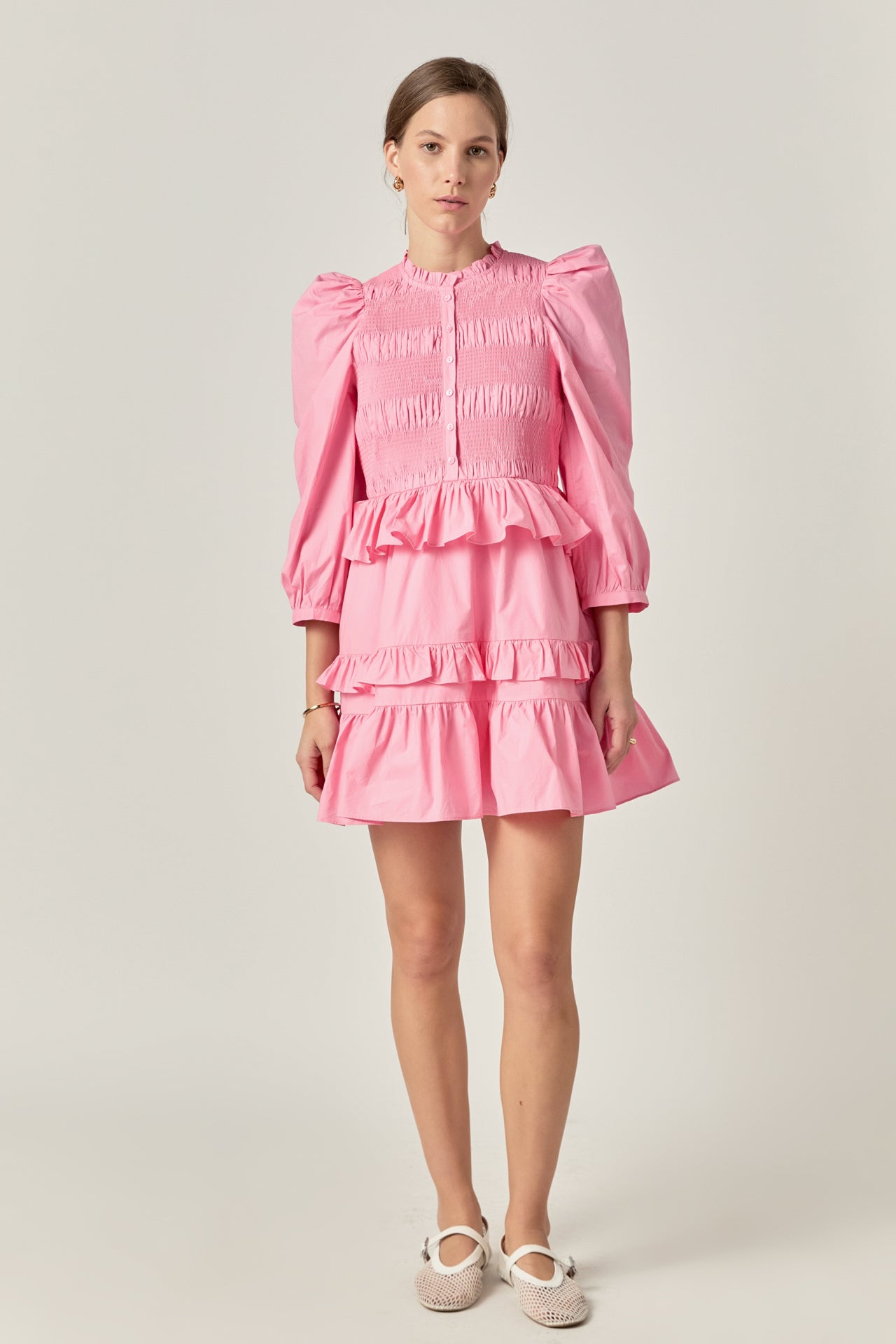 ENGLISH FACTORY - Smocking Detail Mini Dress - DRESSES available at Objectrare