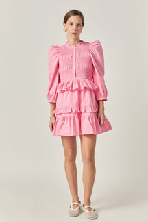 ENGLISH FACTORY - Smocking Detail Mini Dress - DRESSES available at Objectrare