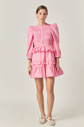 ENGLISH FACTORY - Smocking Detail Mini Dress - DRESSES available at Objectrare